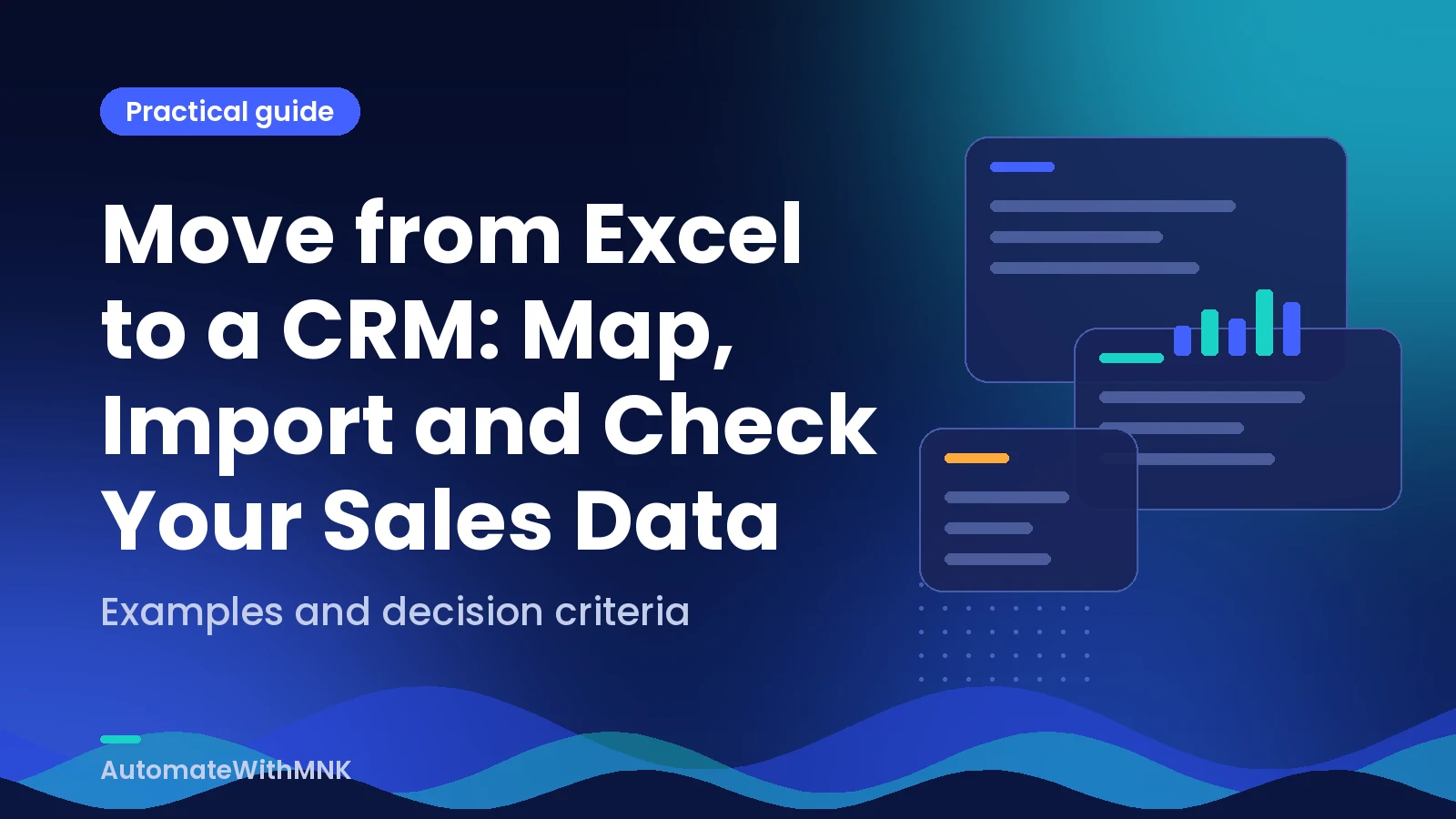 Abstract illustration of linked records and a decision journey: Move from Excel to a CRM: Map, Import and Check Your Sales Data